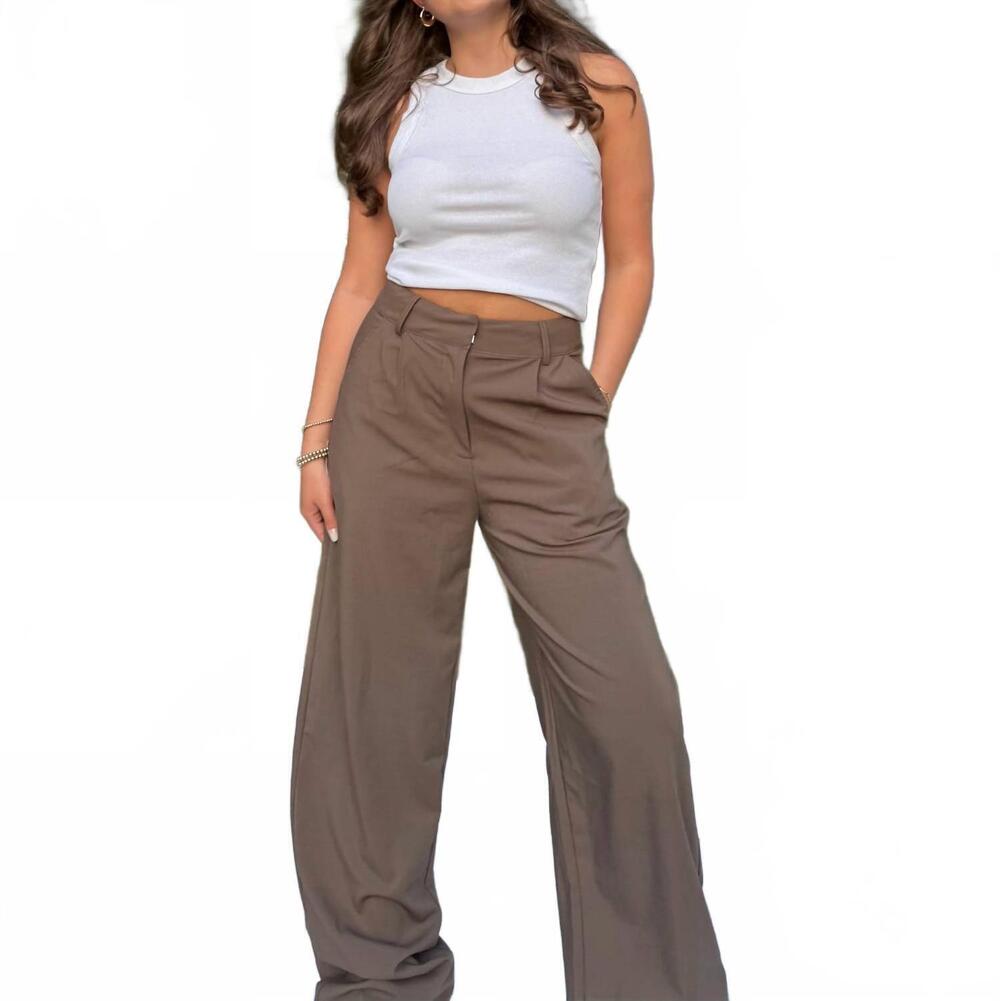 NEW MIMOSA wide leg latte trousers in mocha